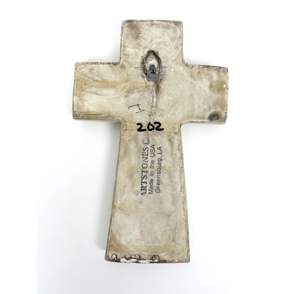 202 Artstones Made in the USA Greensburg, LA Natural Stone Swirl Flower Cross - Picture 2 of 4